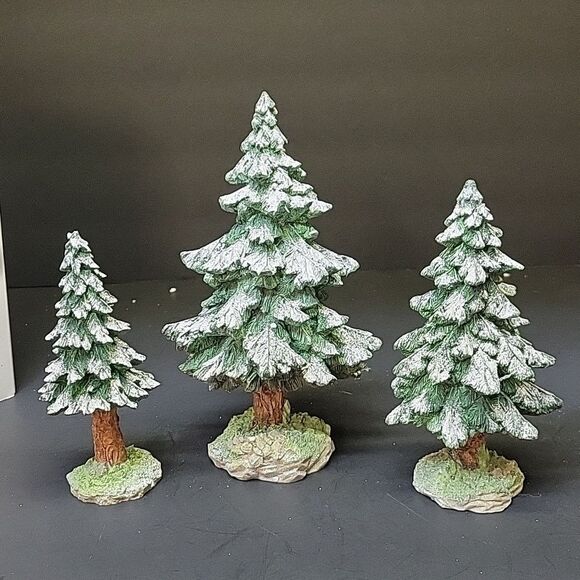 Department 56 Village SNOWY SCOTCH PINES , (Set of 3)  #52615, GREAT Condition! - Picture 3 of 9